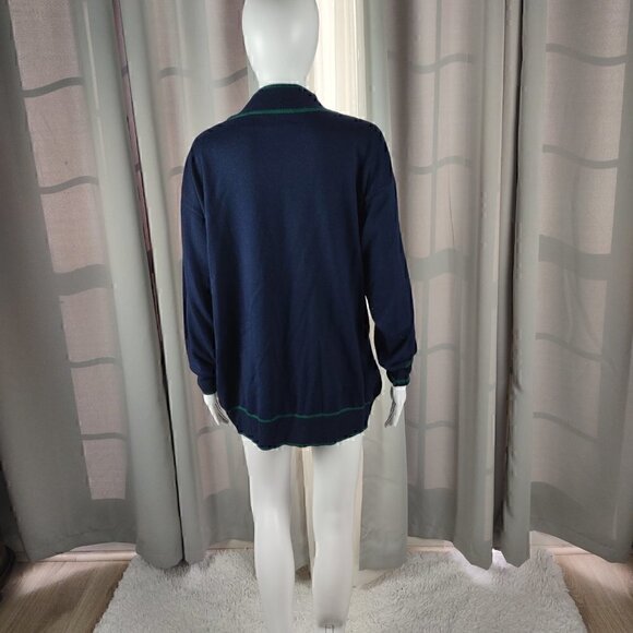 Bill Blass Vintage Blassport Men's Blue & Green Long Sleeve Sweater Size 2X - Picture 3 of 10